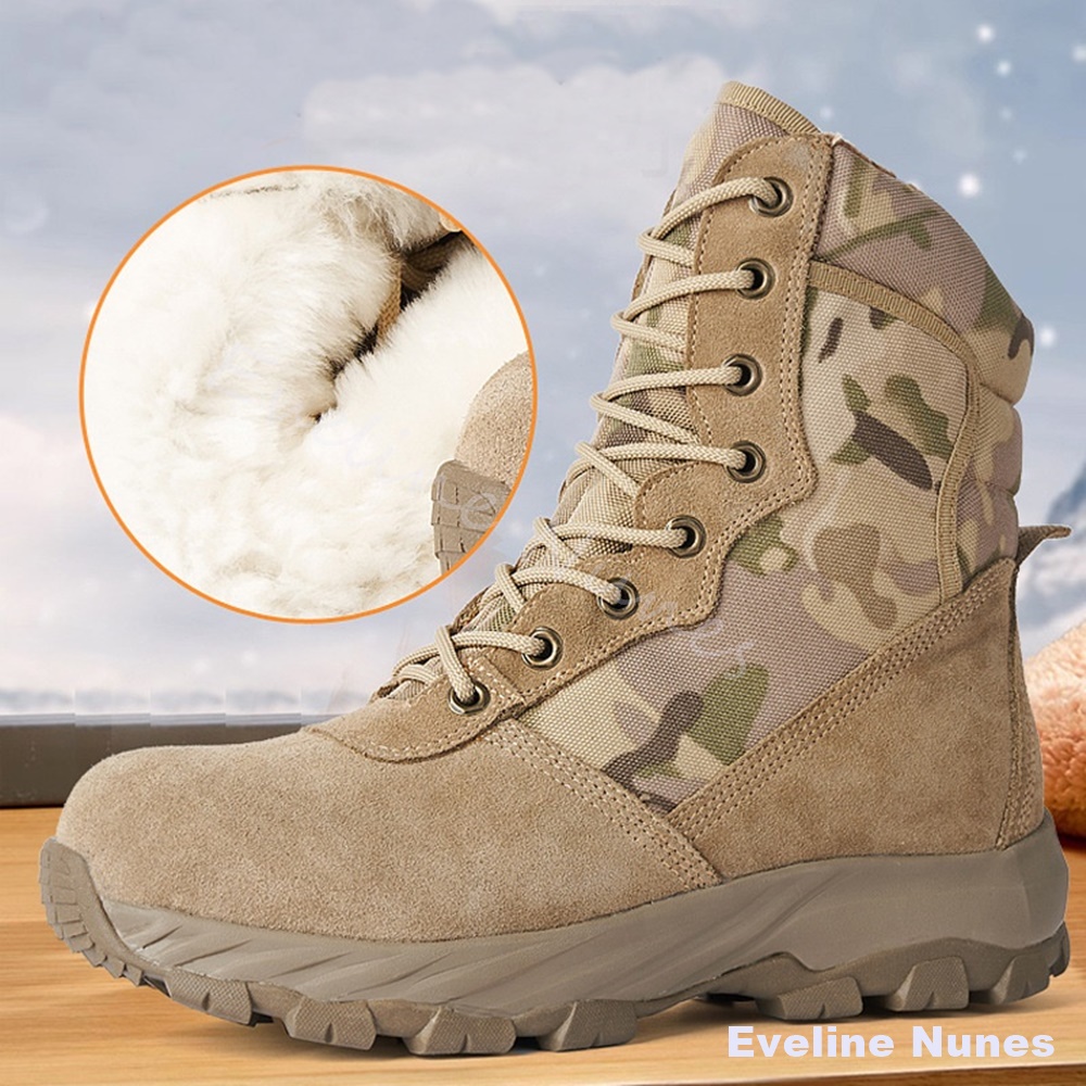 Hunting Outdoor Rug - Sepatu Bot Salju Kamuflase Berbulu Hangat