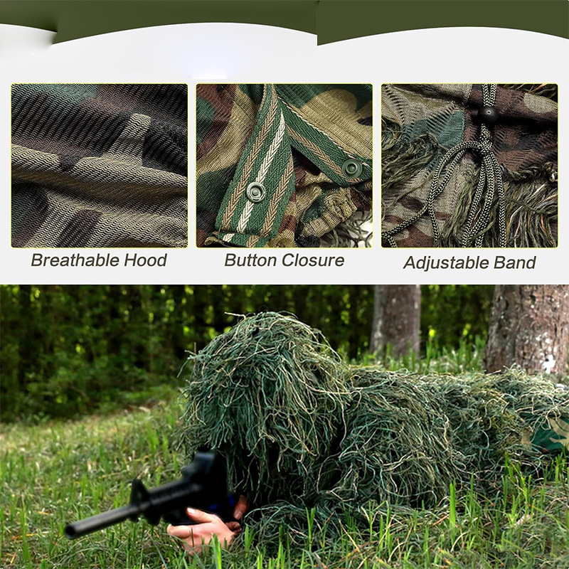 Ghillie Suit Woodland - Setelan Ghillie Anak-anak Dewasa Pria Taktis