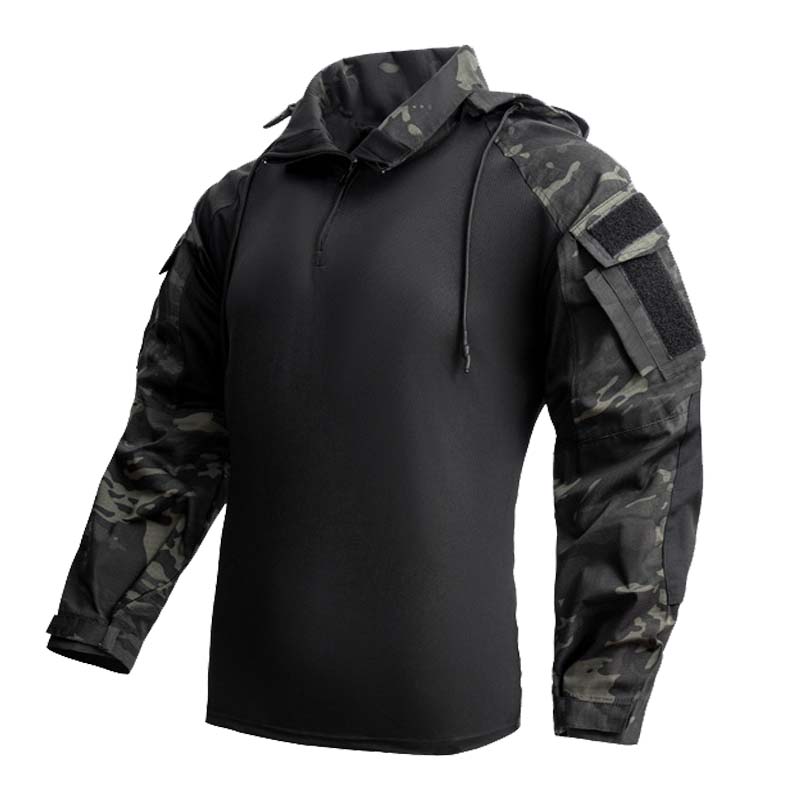 Outdoor Hunting T Shirts - Kaos Pria 1/4 Zip Lengan Panjang