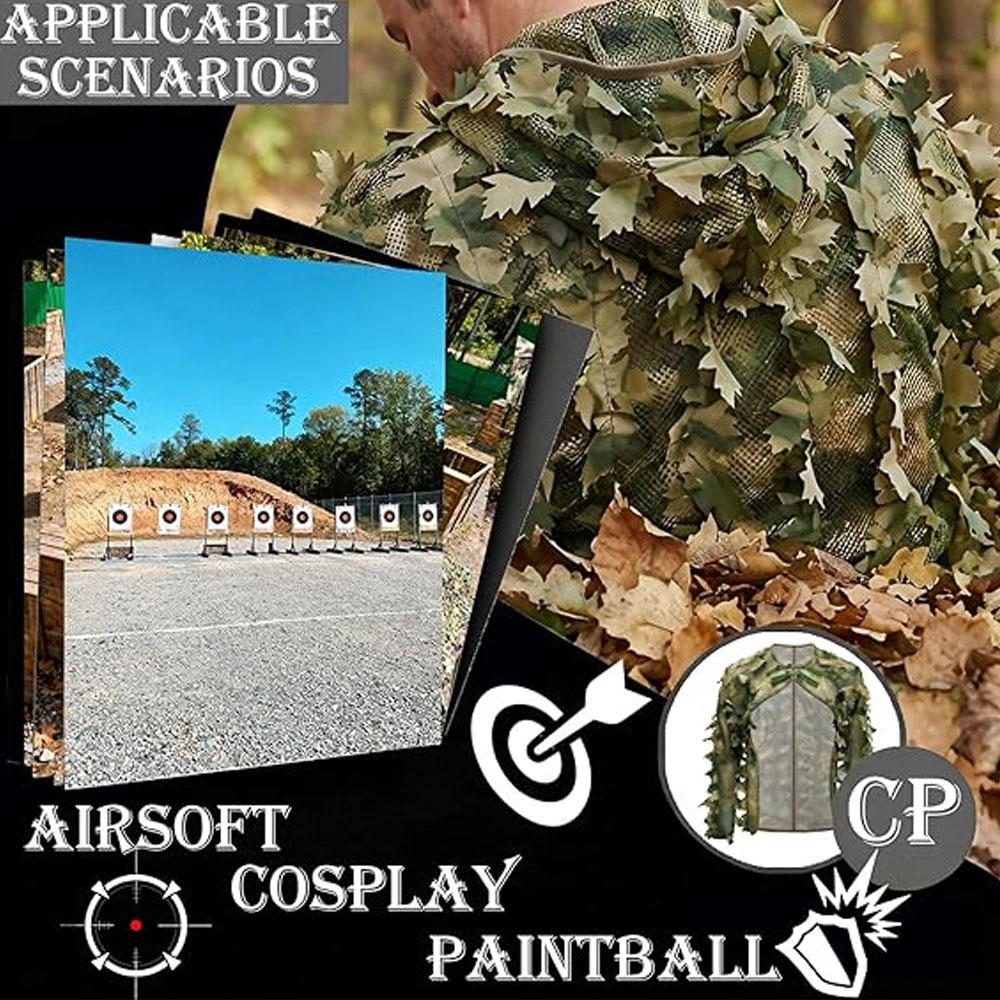 Ghillie Suit Woodland - Jaket Kamuflase Daun Gaya Cape Ghillie
