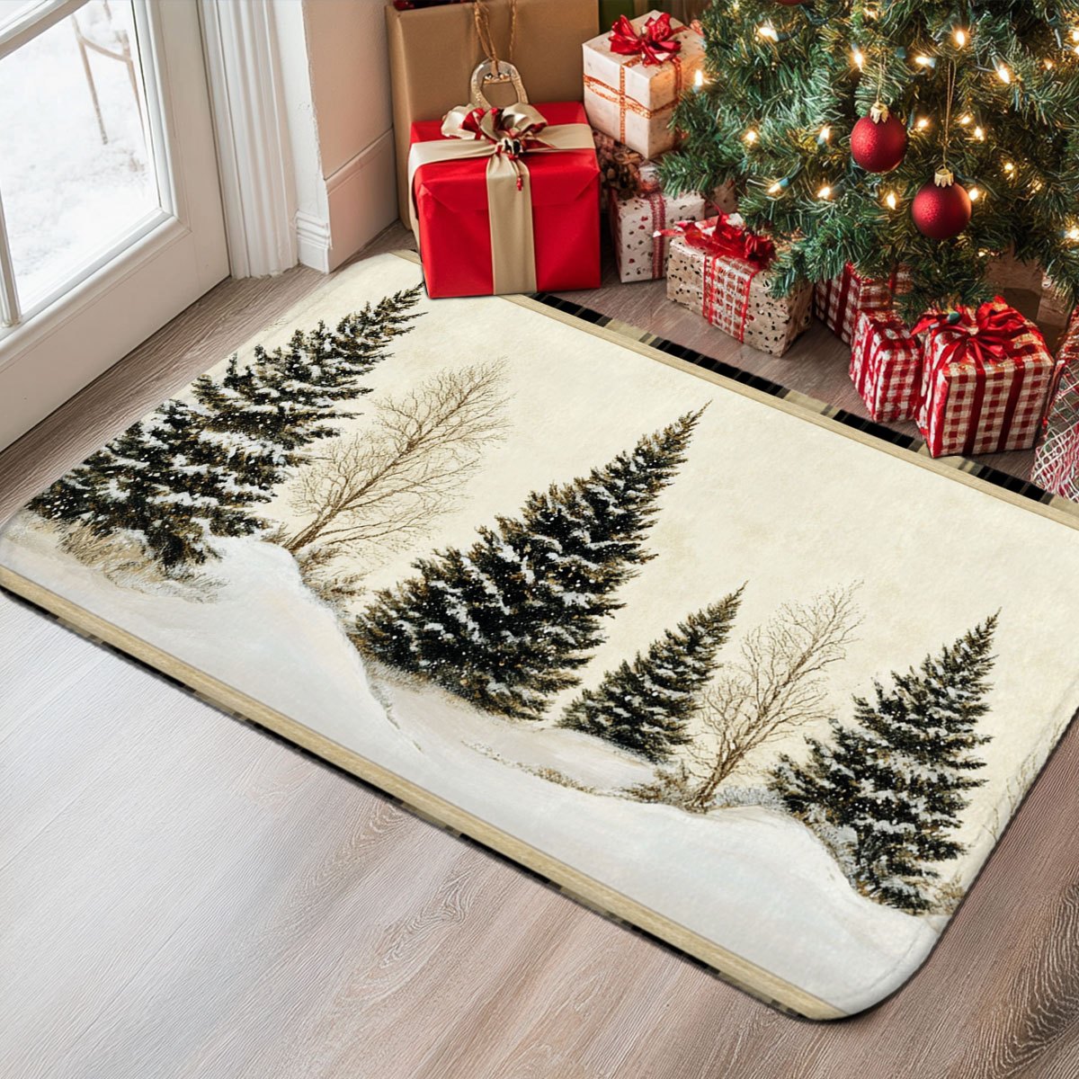Hunting Outdoor Rug - Keset Natal Motif Pohon Pinus dan