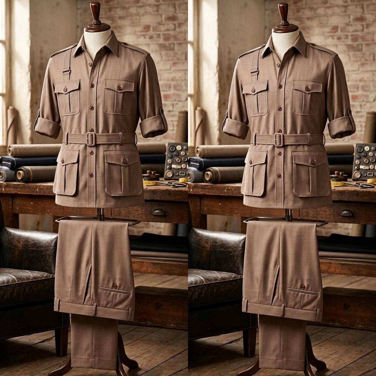Outdoor Hunting Coat - Setelan Safari Pria 2 Potong Warna