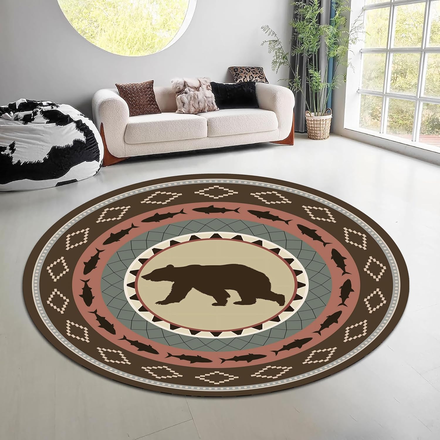 Hunting Outdoor Rug - Karpet Bundar Motif Alam Hutan Vintage