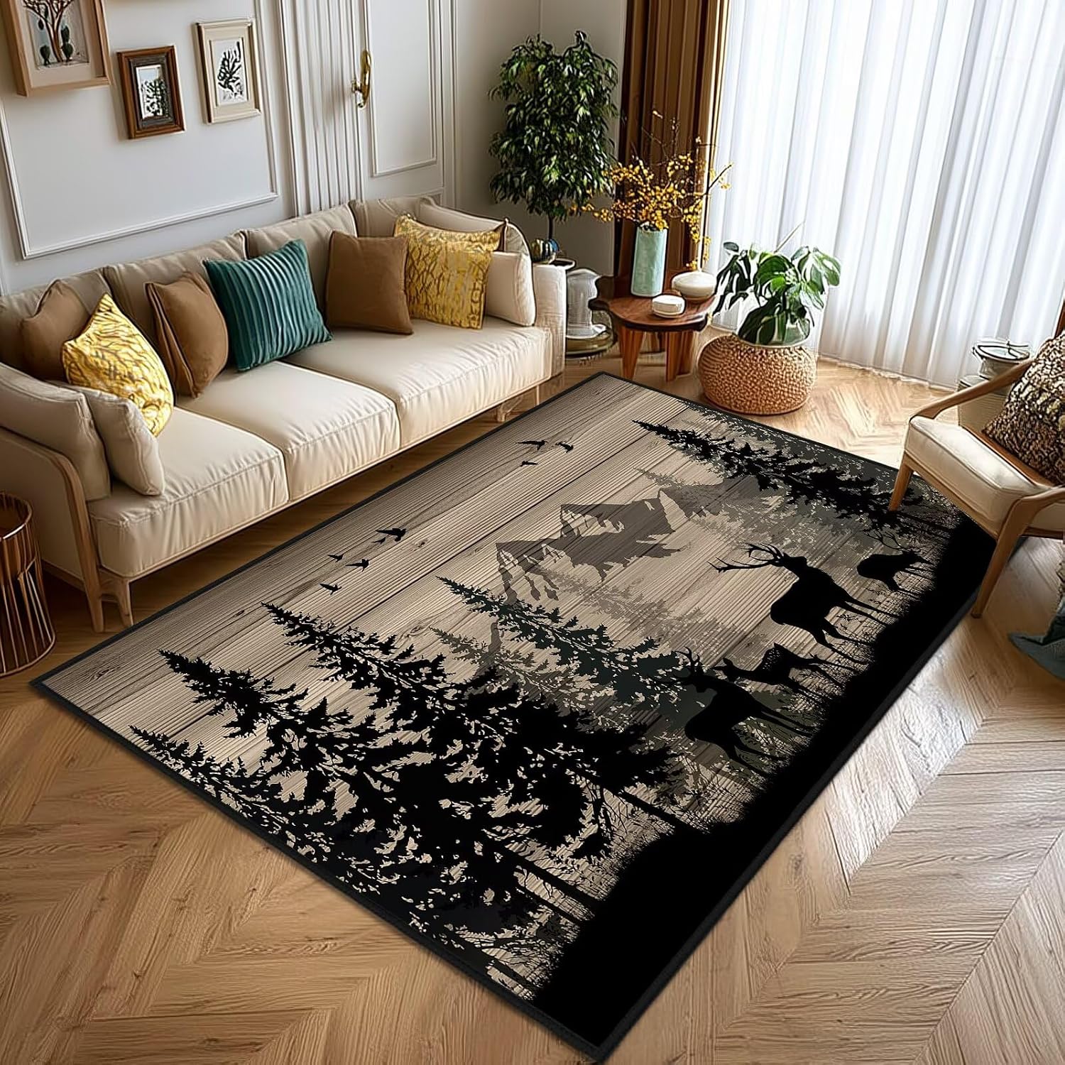 Karpet Motif Rusa untuk Berbur - Hunting Outdoor Rug ulasan dan harga