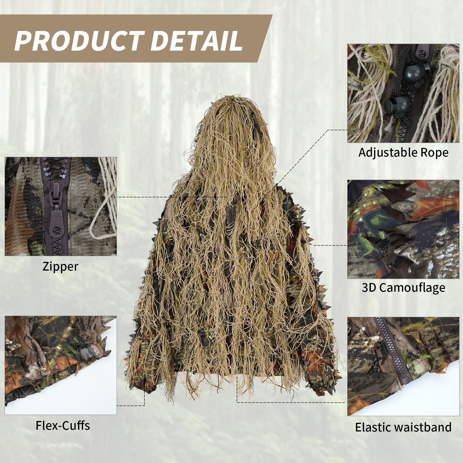 JOAXOR Ghillie Suit Gilly Paka - Ghillie Suit Woodland ulasan dan harga