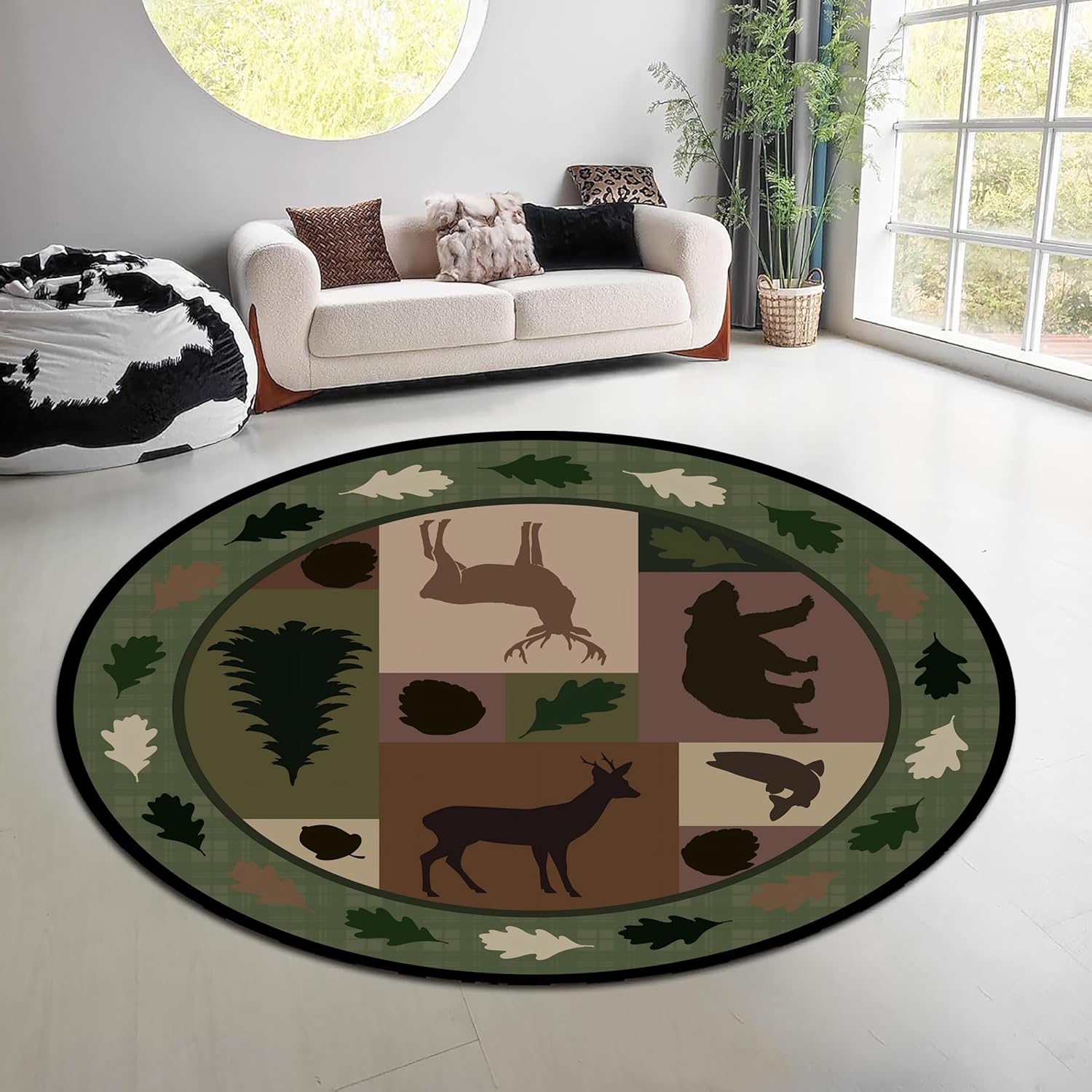 Karpet Bulat Motif Alam Hutan  - Hunting Outdoor Rug ulasan dan harga