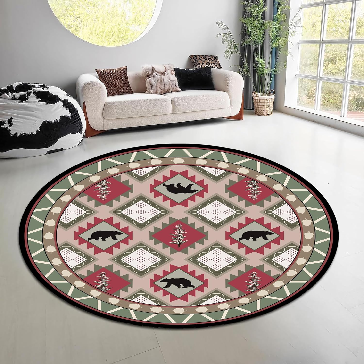 Karpet Bulat Motif Alam Hutan  - Hunting Outdoor Rug ulasan dan harga